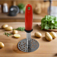 Stainless steel pav bhaji masher with plastic handle for easy mashing