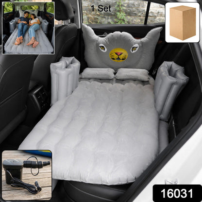 7-piece car air mattress bed set with tiger pillow and electric pump for travel