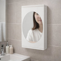 Rotating bathroom mirror cabinet wall mounted with storage shelves 22x42 cm