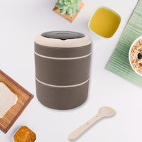 A vibrant 2-layer Ganesh stainless steel lunch box, perfect for daily meals.