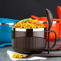 Home Chef insulated lunch bowl 650ml with integrated cutlery set and leak-proof lid.