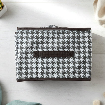 Folded fabric storage basket for closet storage