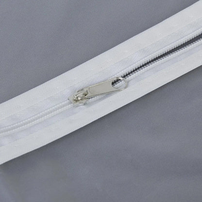 Closeup of durable full-length zipper on the breathable fabric suit cover.