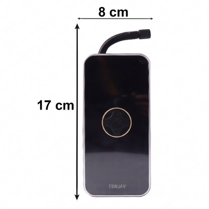 Size guide for portable electric tyre pump with compact dimensions