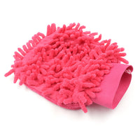 Double-sided microfiber cleaning glove in mixed colors, perfect for household chores.
