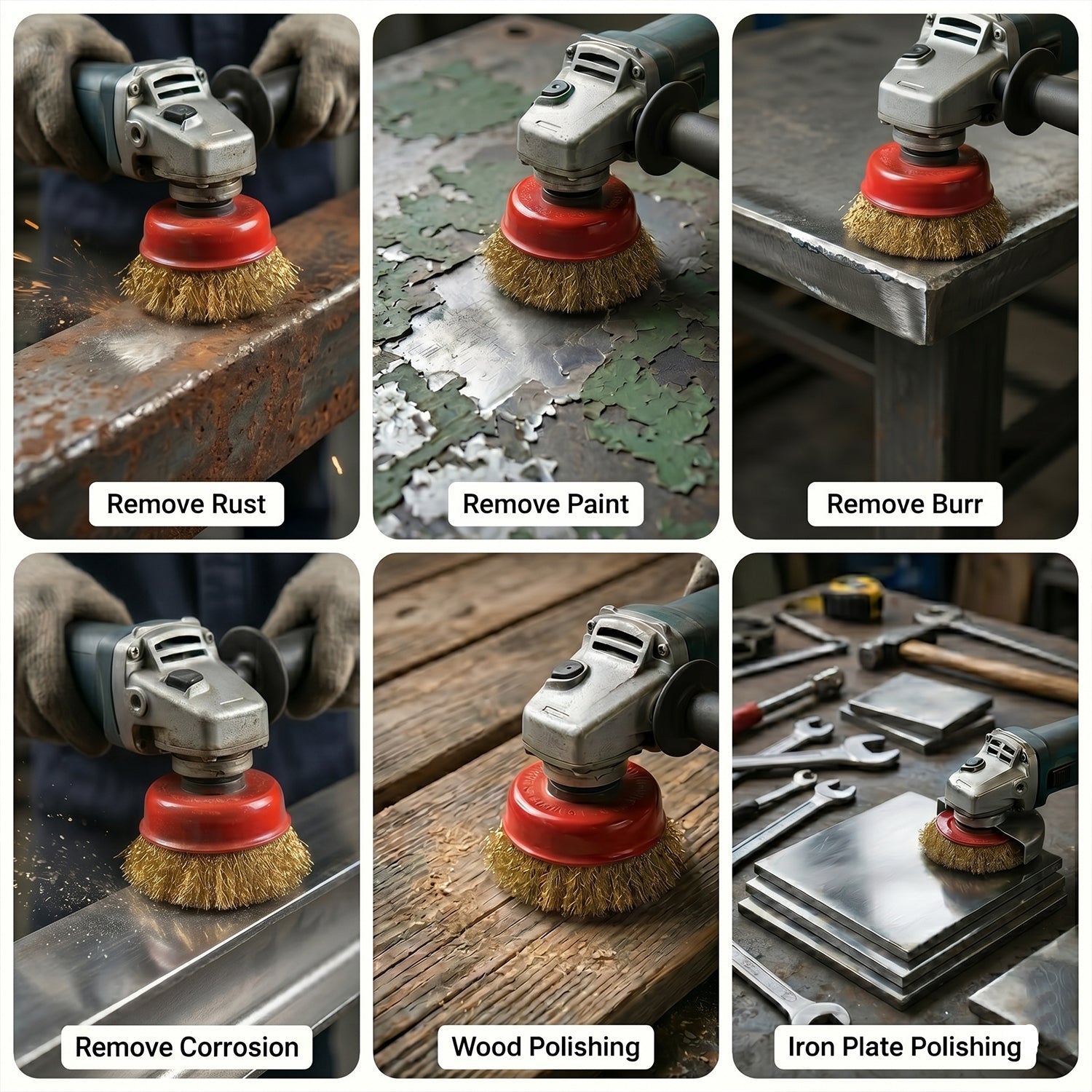 Cup brush for industrial metal cleaning