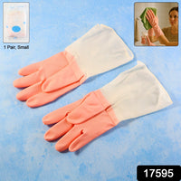 Pair of small waterproof cleaning gloves for household use