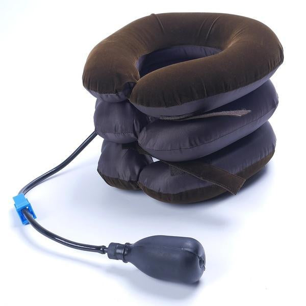Supportive three-layer neck traction pillow for pain relief