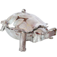 Tortoise Dry Fruit Box with lid, showcasing its intricate design.