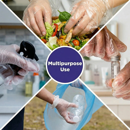Clear disposable gloves for household cleaning and food handling