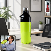Clear large capacity 1700ml water bottle with a secure leakproof lid and carry strap.