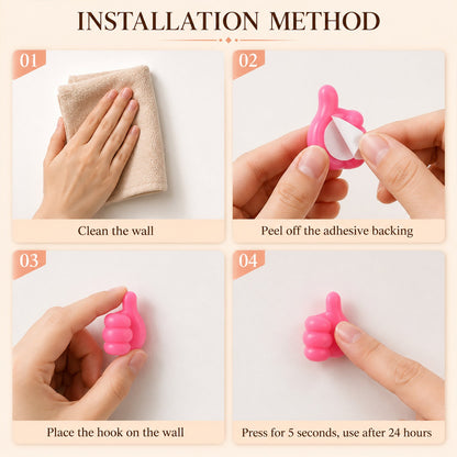 Installation steps for thumb cable holder — peel and stick