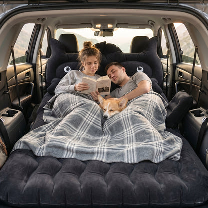 Inflatable car bed set with cushions included