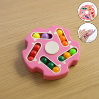 Fidget Magic Cube Spinner Toy showing the multi-track sliding bead puzzle for stress relief and focus.