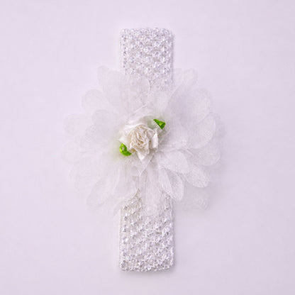 Baby girl floral headband with stretchable elastic band for a snug fit
