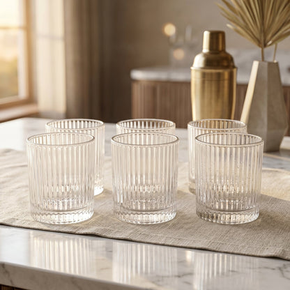 Crystal drinkware set with ribbed style suitable for all occasions
