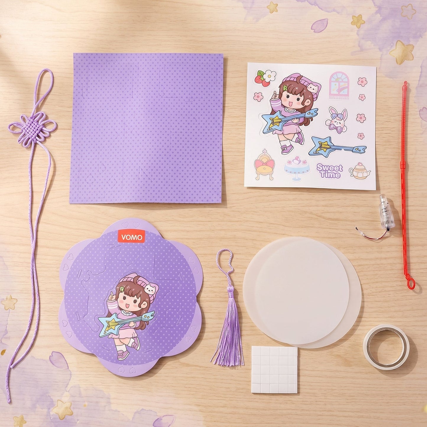 Children enjoying assembling paper lantern craft kit