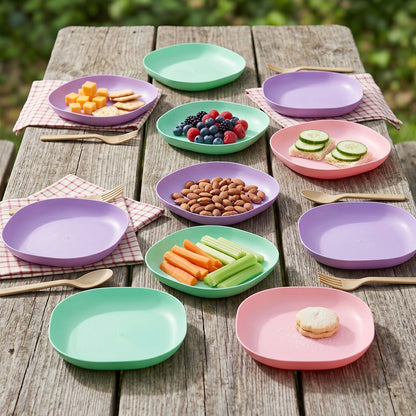 Versatile plastic serving tray set for snacks, fruits, and desserts