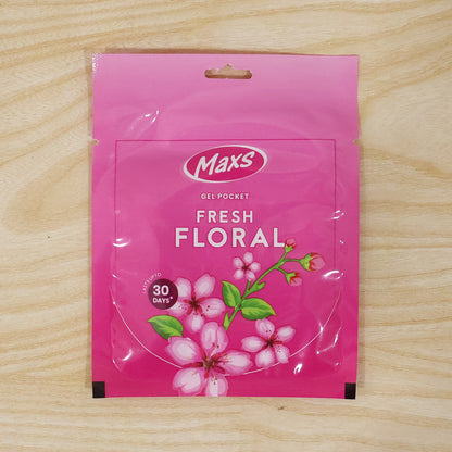Multiple Maxs Gel Air Fresheners in various fragrances, ready for use.