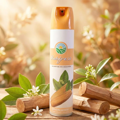 Sandalwood air freshener in compact spray bottle