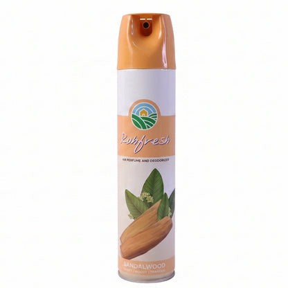 Sandalwood fragrance air freshener spray in compact bottle