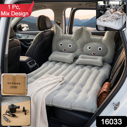 Portable inflatable car mattress for camping and road trips