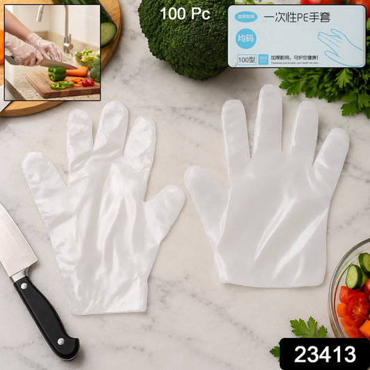 Clear disposable kitchen gloves for hygiene