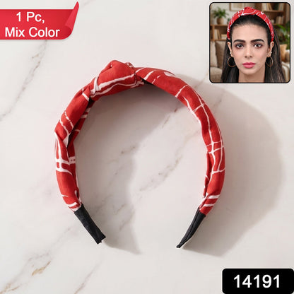 Fabric printed headband in red and white mix colors